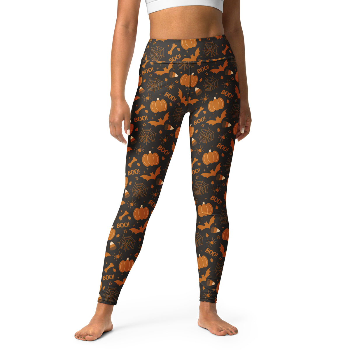 Women's Dark Orange Halloween Buttery Soft Yoga Leggings - Quick Drying, High Waisted Comfort