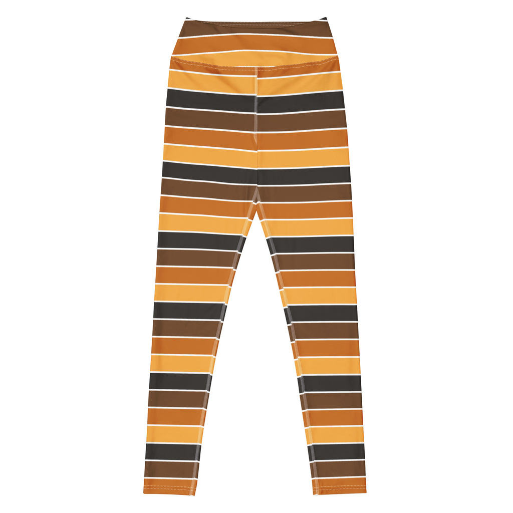 Women's Orange & Brown Striped Halloween Buttery Soft Yoga Leggings - Quick Drying, High Waisted Comfort
