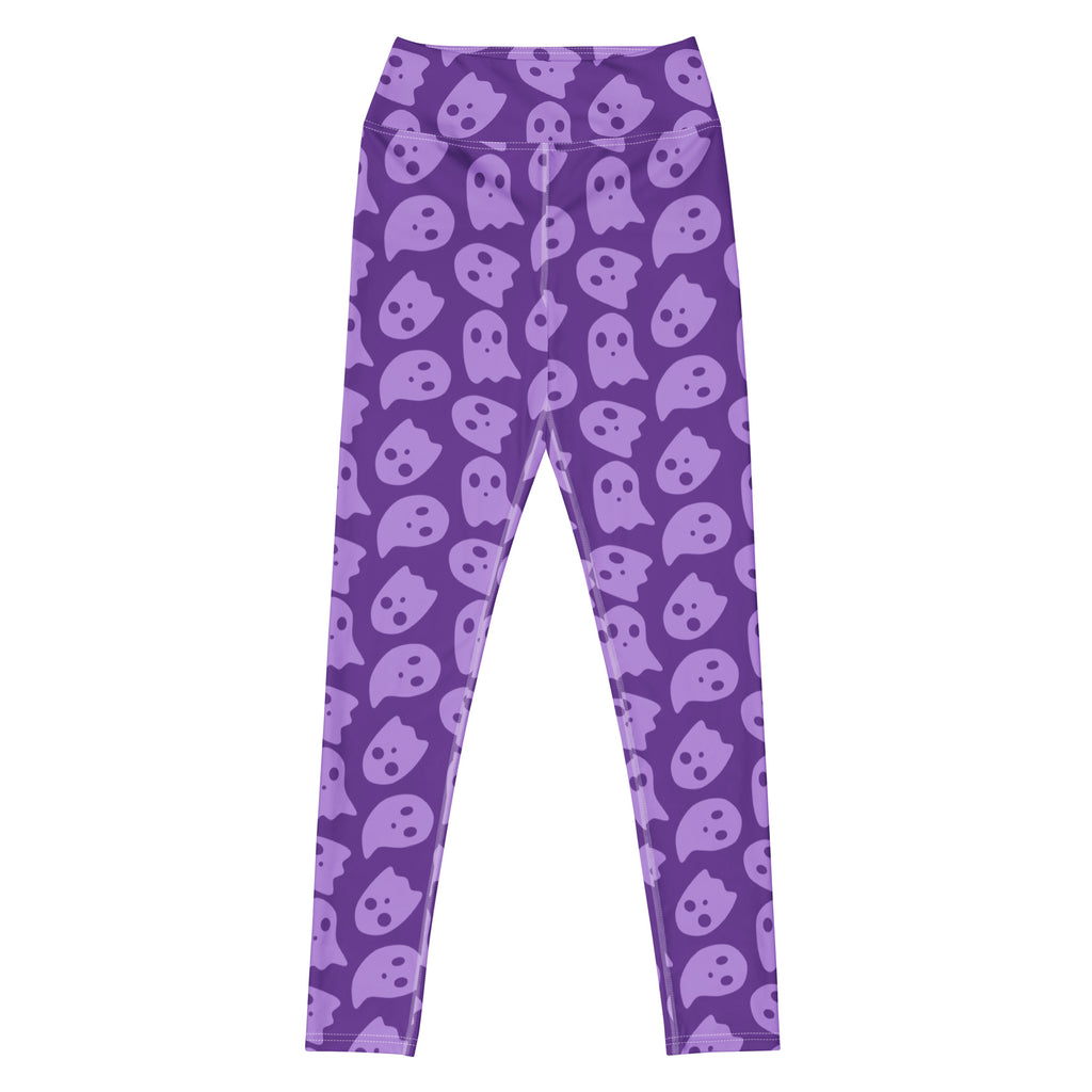 Women's Purple Ghost Halloween Buttery Soft Yoga Leggings - Quick Drying, High Waisted Comfort