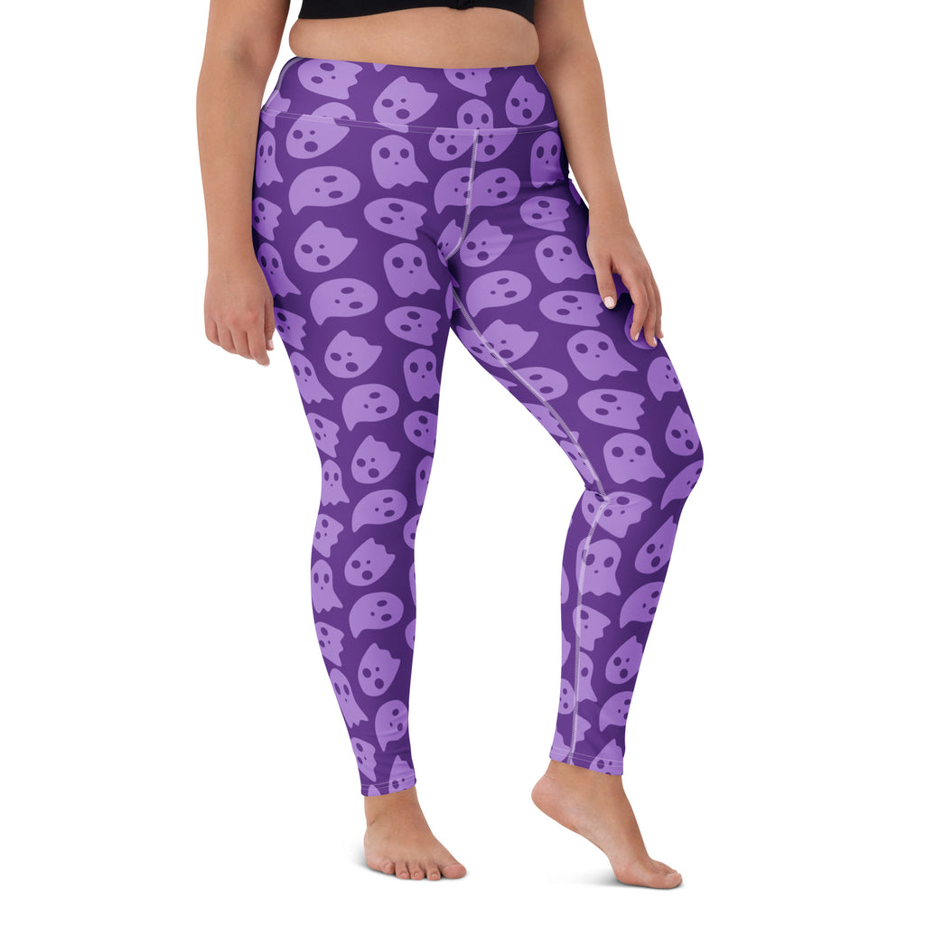 Women's Purple Ghost Halloween Buttery Soft Yoga Leggings - Quick Drying, High Waisted Comfort