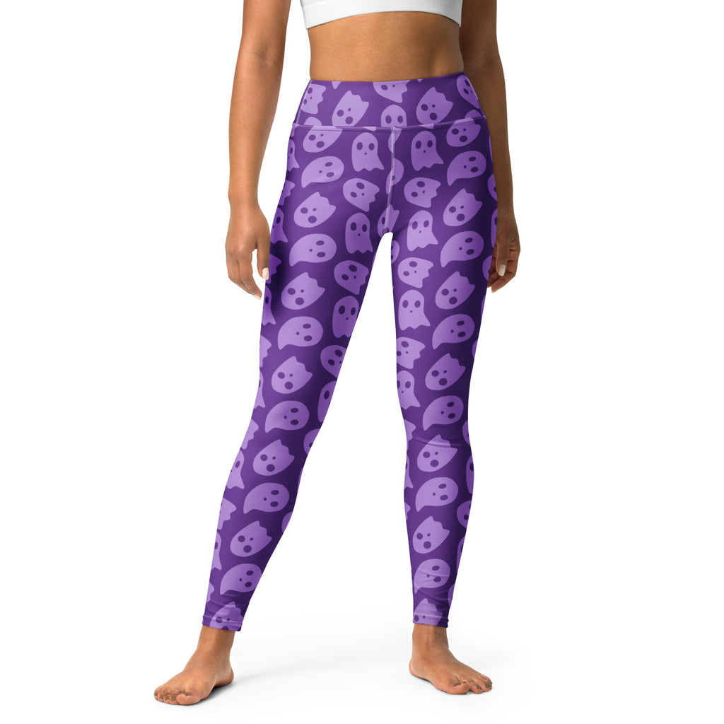 Women's Purple Ghost Halloween Buttery Soft Yoga Leggings - Quick Drying, High Waisted Comfort