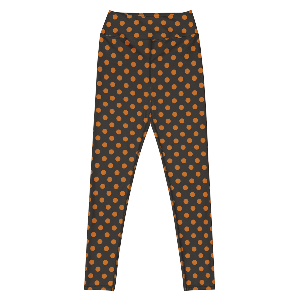 Women's Dark Orange Polka Dot Buttery Soft Yoga Leggings - Quick Drying, High Waisted Comfort