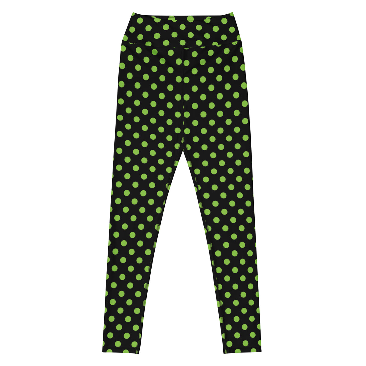 Women's Green Polka Dot Buttery Soft Yoga Leggings - Quick Drying, High Waisted Comfort