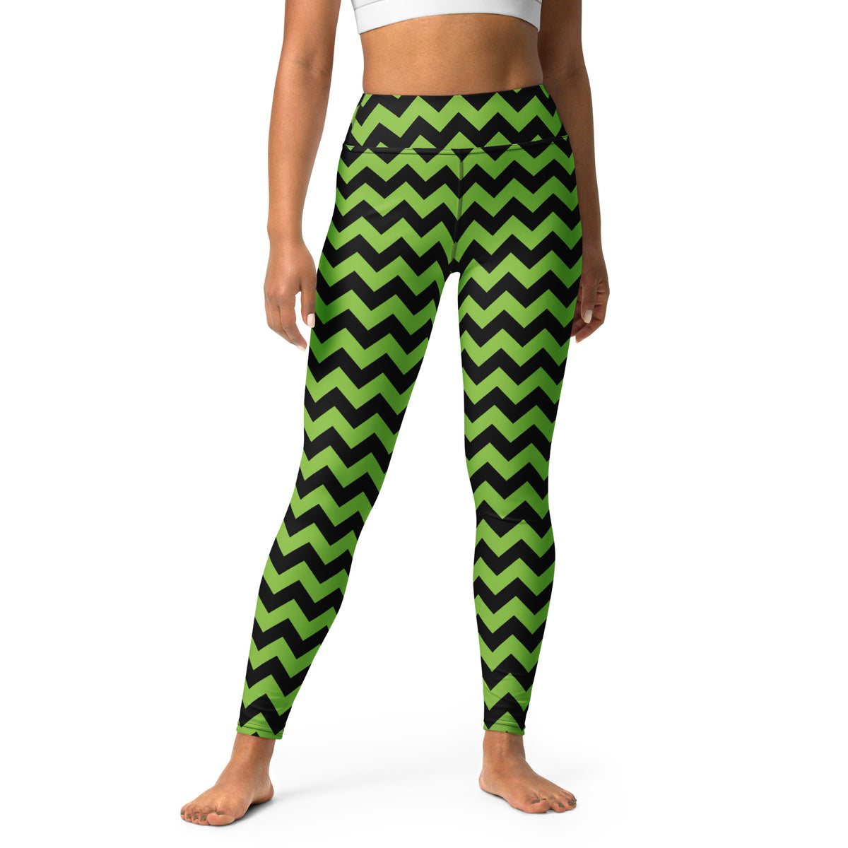 Women's Green Chevron Halloween Buttery Soft Yoga Leggings - Quick Drying, High Waisted Comfort