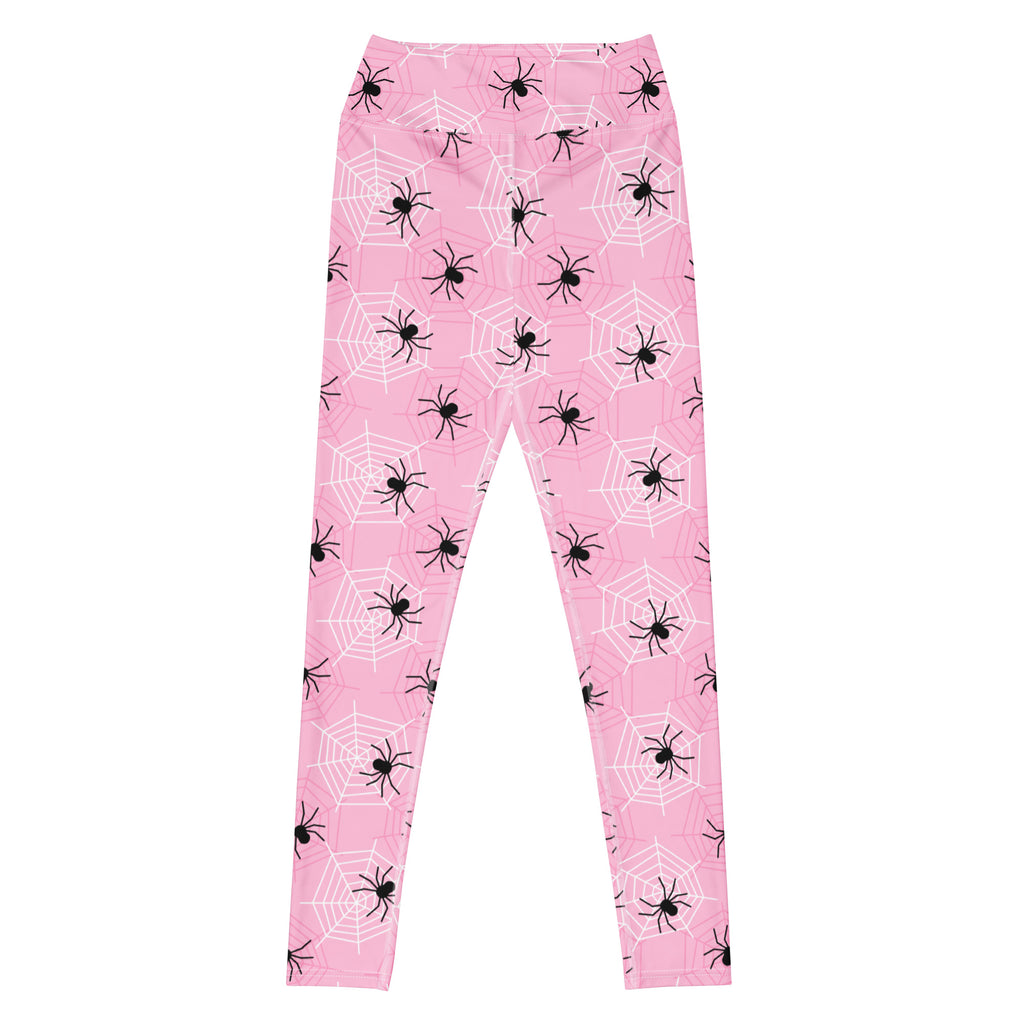 Women's Pink Spider Halloween Buttery Soft Yoga Leggings - Quick Drying, High Waisted Comfort