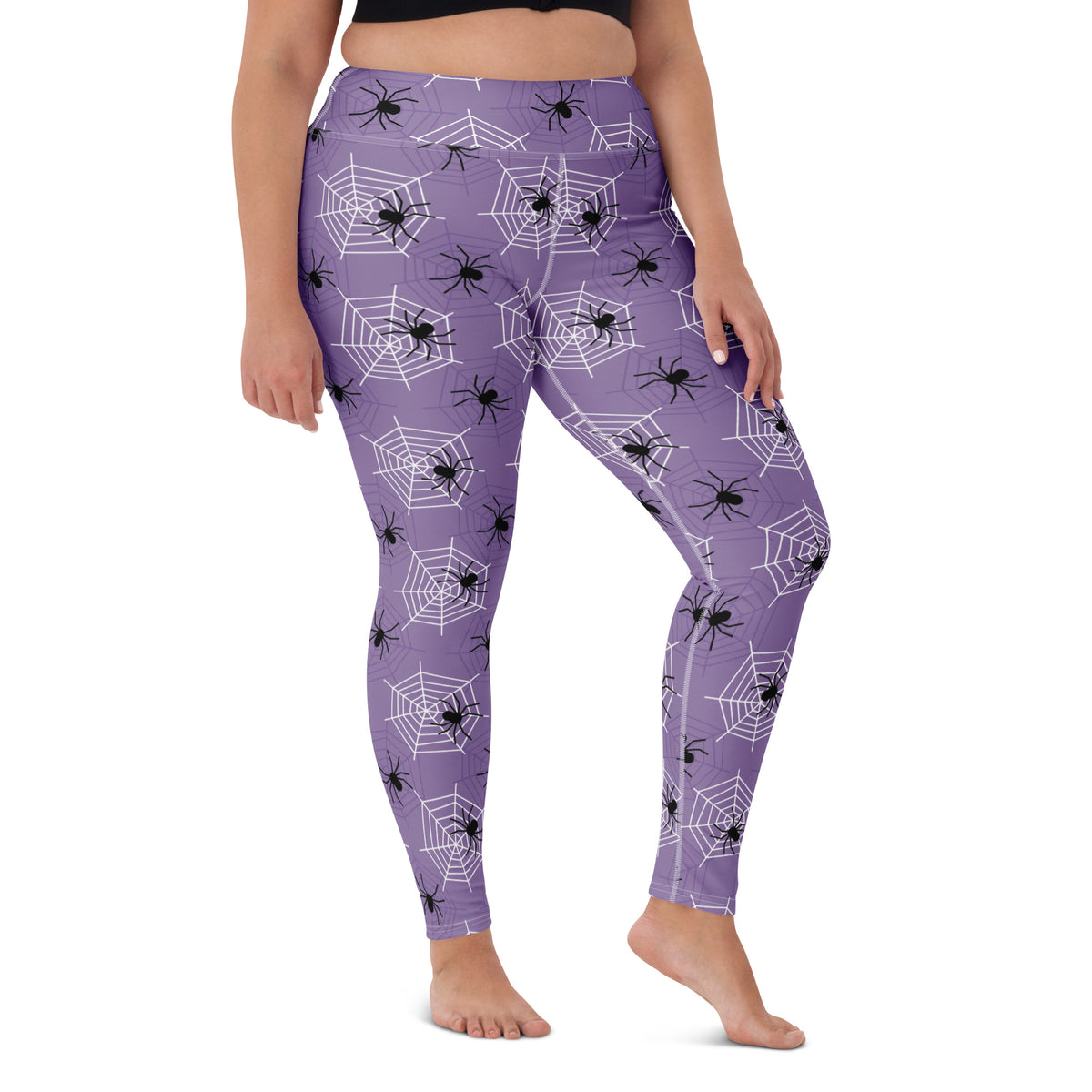 Women's Dark Purple Spider Halloween Buttery Soft Yoga Leggings - Quick Drying, High Waisted Comfort