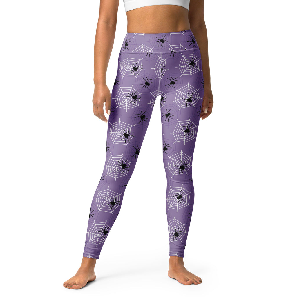 Women's Dark Purple Spider Halloween Buttery Soft Yoga Leggings - Quick Drying, High Waisted Comfort