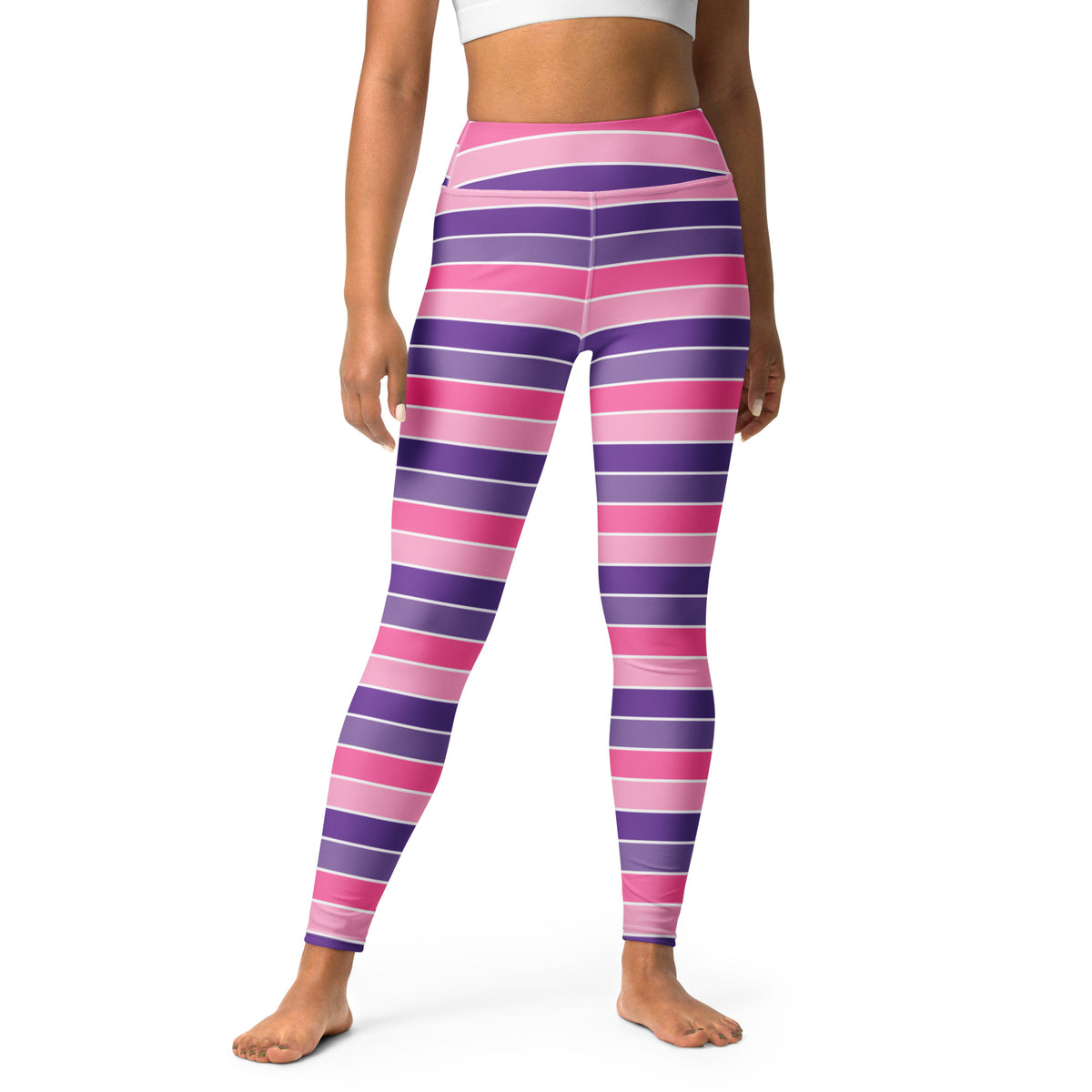 Women's Pink & Purple Striped Halloween Buttery Soft Yoga Leggings - Quick Drying, High Waisted Comfort