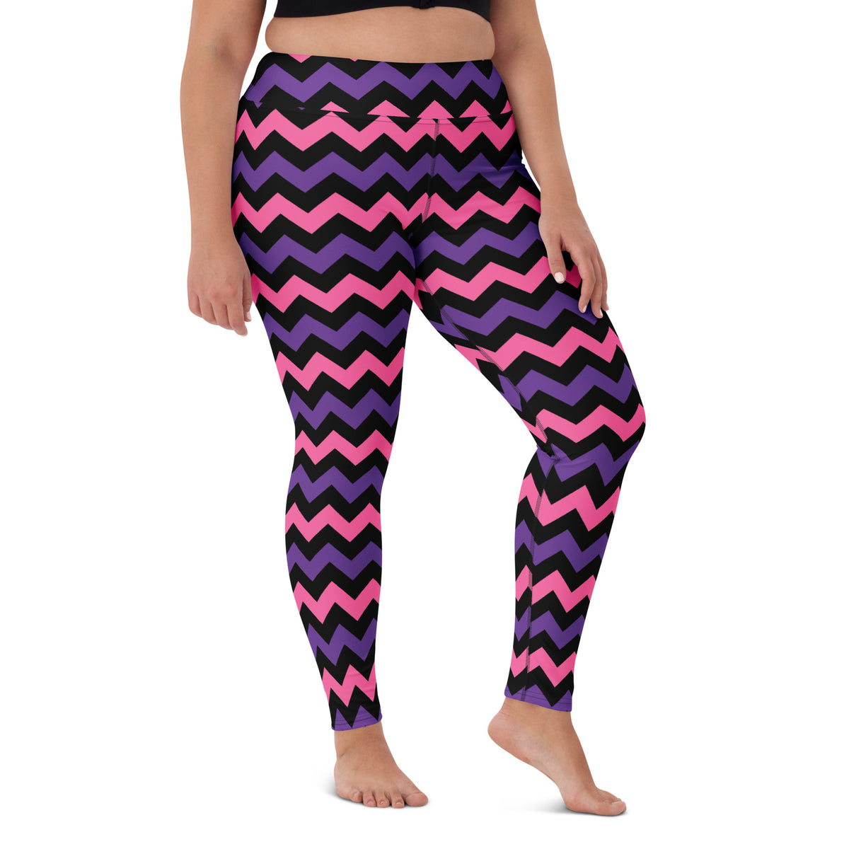 Women's Pink & Purple Chevron Halloween Buttery Soft Yoga Leggings - Quick Drying, High Waisted Comfort