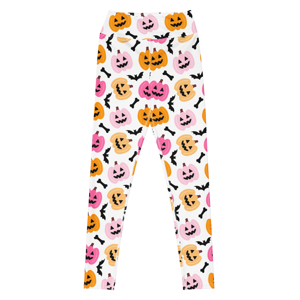 Women's Pink & Orange Pumpkin Halloween Buttery Soft Yoga Leggings - Quick Drying, High Waisted Comfort