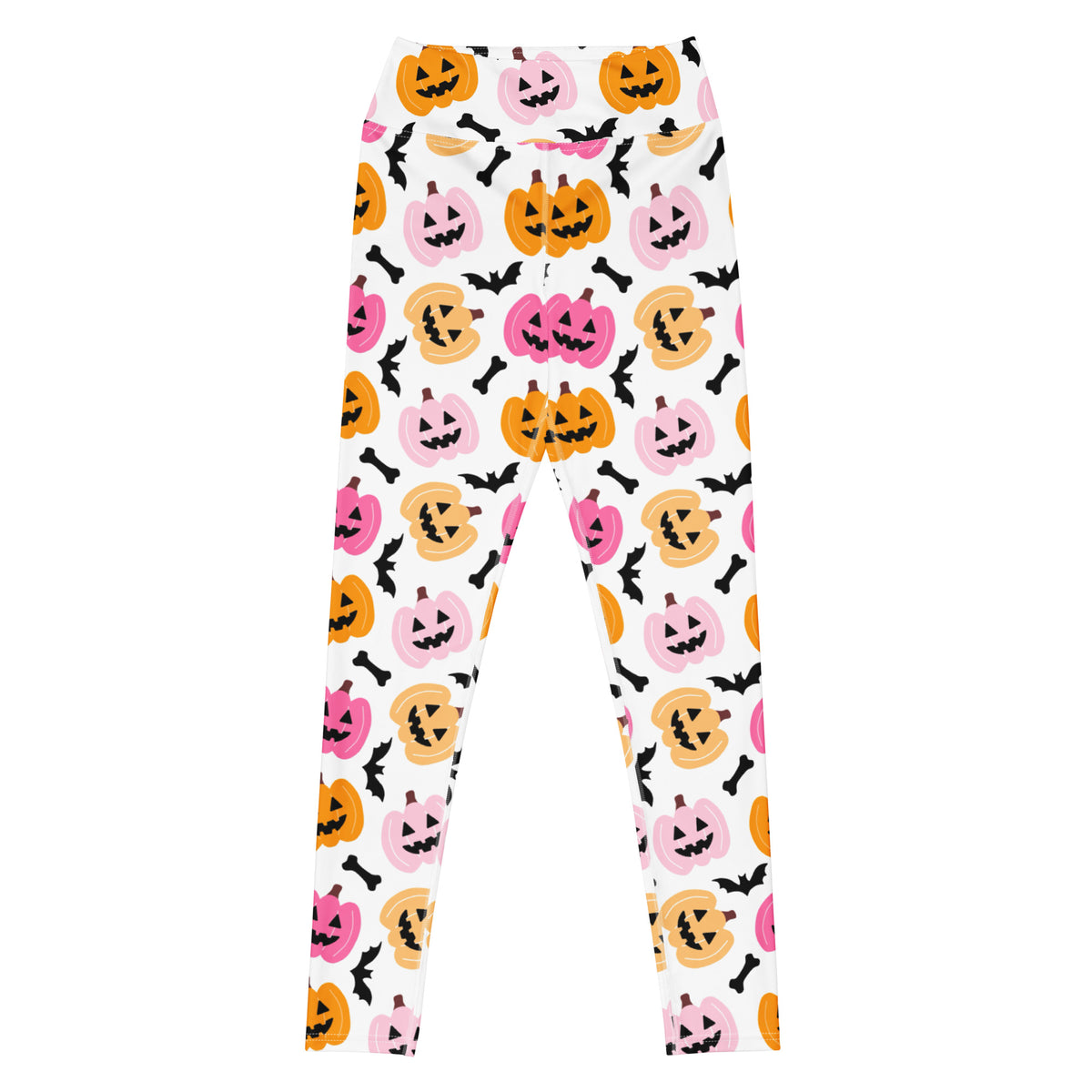Women's Pink & Orange Pumpkin Halloween Buttery Soft Yoga Leggings - Quick Drying, High Waisted Comfort