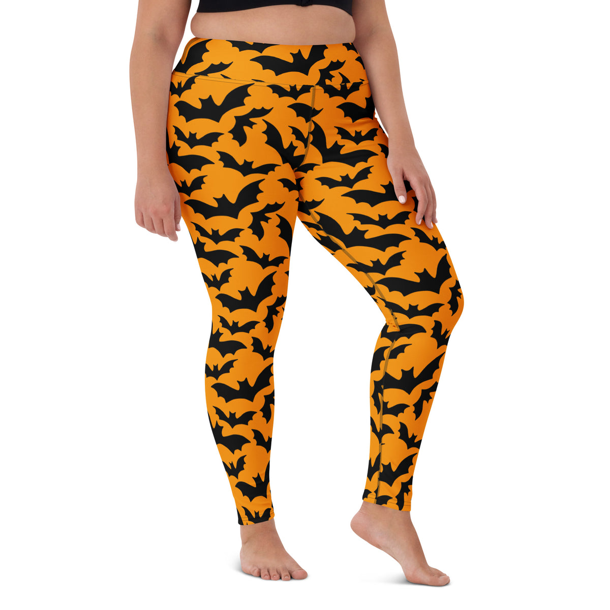Women's Halloween Orange Bats Buttery Soft Yoga Leggings - Quick Drying, High Waisted Comfort (Copy)