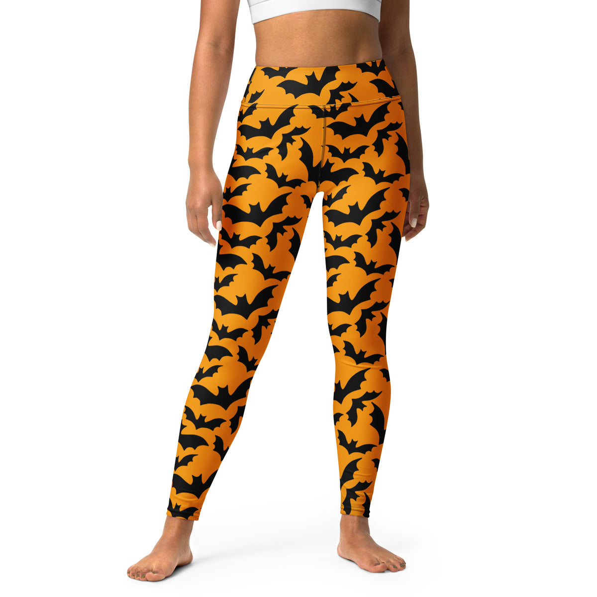 Women's Halloween Orange Bats Buttery Soft Yoga Leggings - Quick Drying, High Waisted Comfort (Copy)