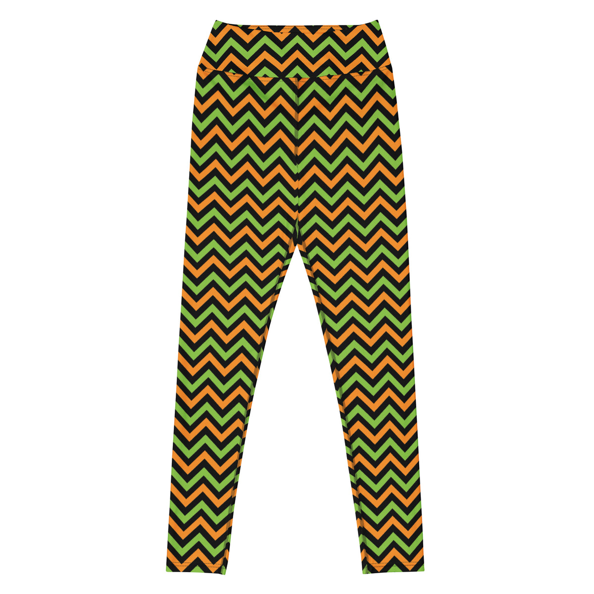 Women's Orange & Green Chevron Halloween Buttery Soft Yoga Leggings - Quick Drying, High Waisted Comfort