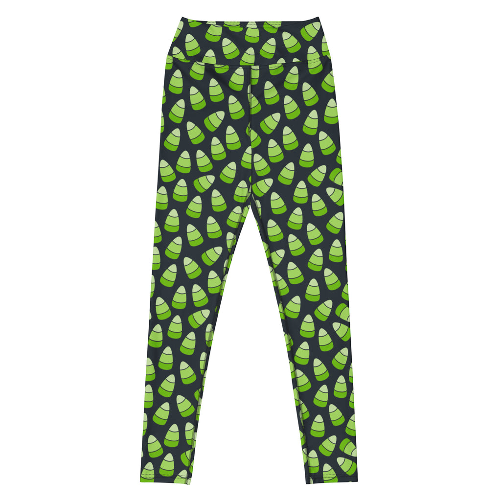 Women's Green Candy Corn Halloween Buttery Soft Yoga Leggings - Quick Drying, High Waisted Comfort