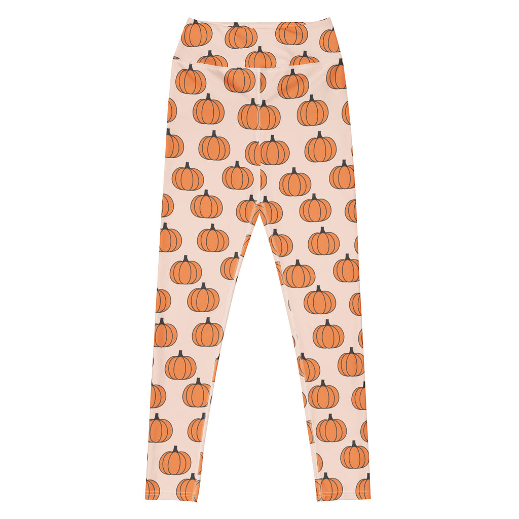 Women's Orange Pumpkin Patch Buttery Soft Yoga Leggings - Quick Drying, High Waisted Comfort