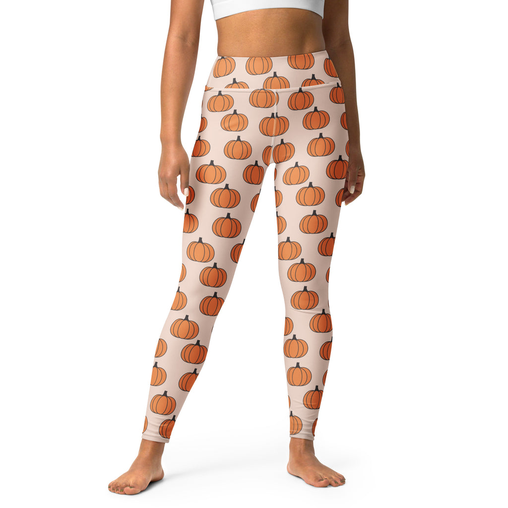 Women's Orange Pumpkin Patch Buttery Soft Yoga Leggings - Quick Drying, High Waisted Comfort