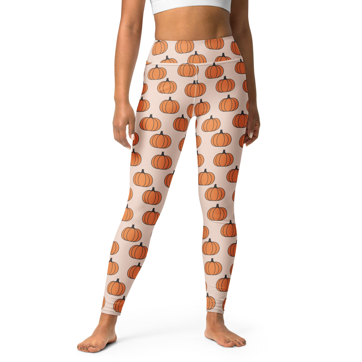 Women's Orange Pumpkin Patch Buttery Soft Yoga Leggings - Quick Drying, High Waisted Comfort