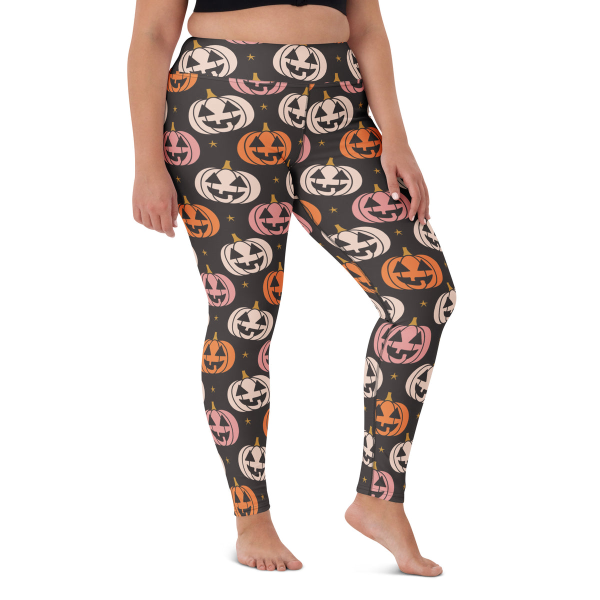 Women's Autumn Jack O’ Lantern Buttery Soft Yoga Leggings - Quick Drying, High Waisted Comfort