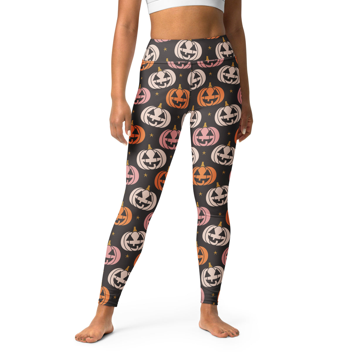 Women's Autumn Jack O’ Lantern Buttery Soft Yoga Leggings - Quick Drying, High Waisted Comfort