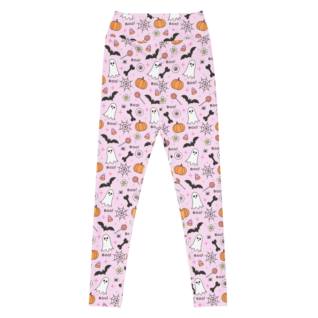 Women's Pink Cute Halloween Buttery Soft Yoga Leggings - Quick Drying, High Waisted Comfort