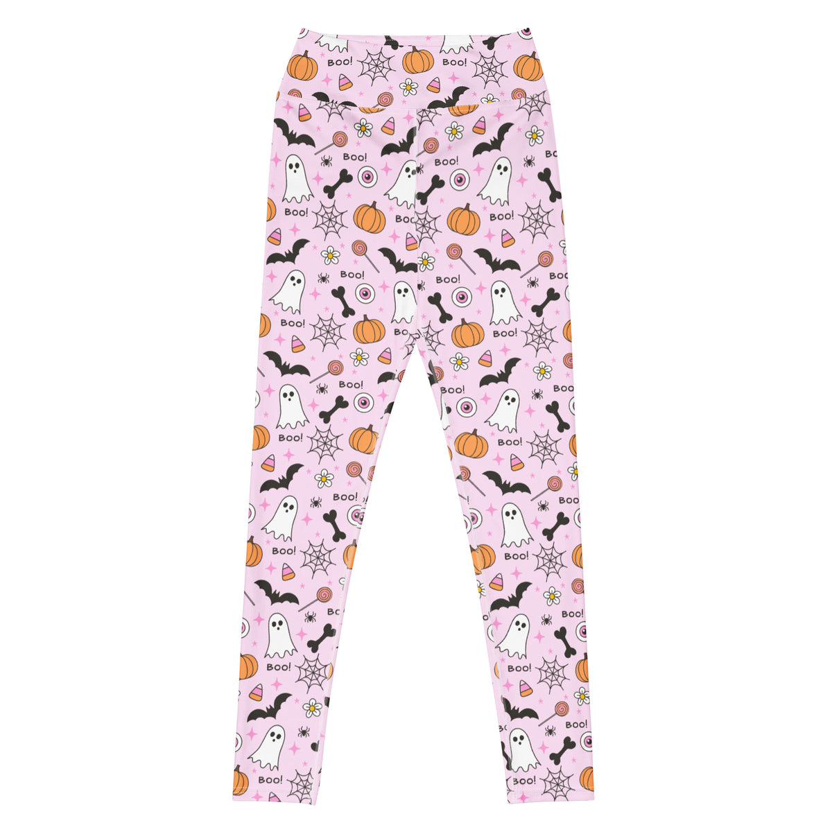 Women's Pink Cute Halloween Buttery Soft Yoga Leggings - Quick Drying, High Waisted Comfort