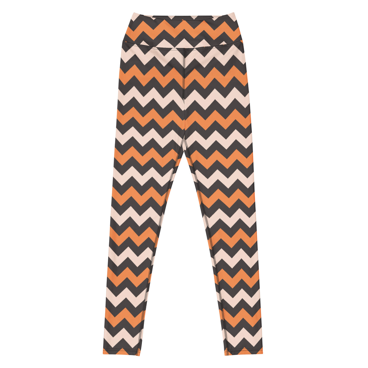 Women's Orange & Cream Chevron Halloween Buttery Soft Yoga Leggings - Quick Drying, High Waisted Comfort
