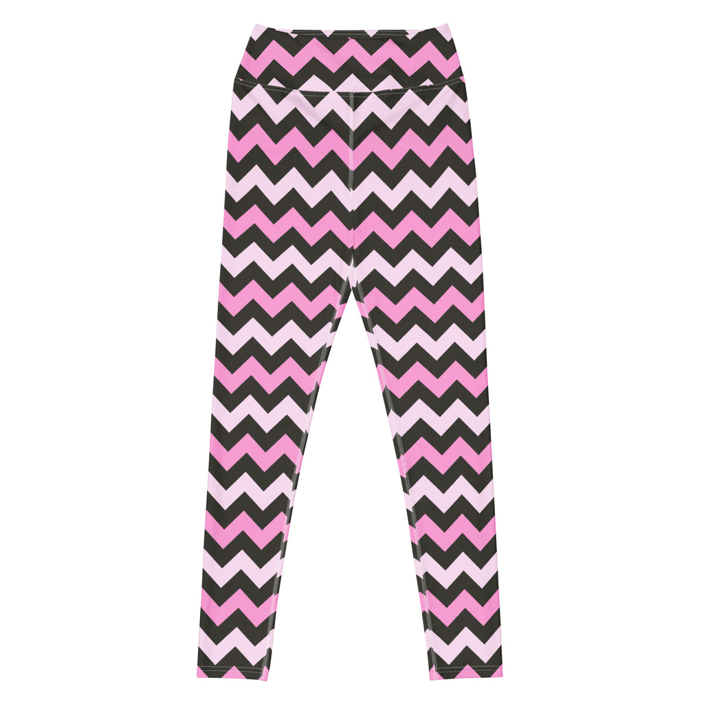 Women's Pink & Gray Chevron Halloween Buttery Soft Yoga Leggings - Quick Drying, High Waisted Comfort