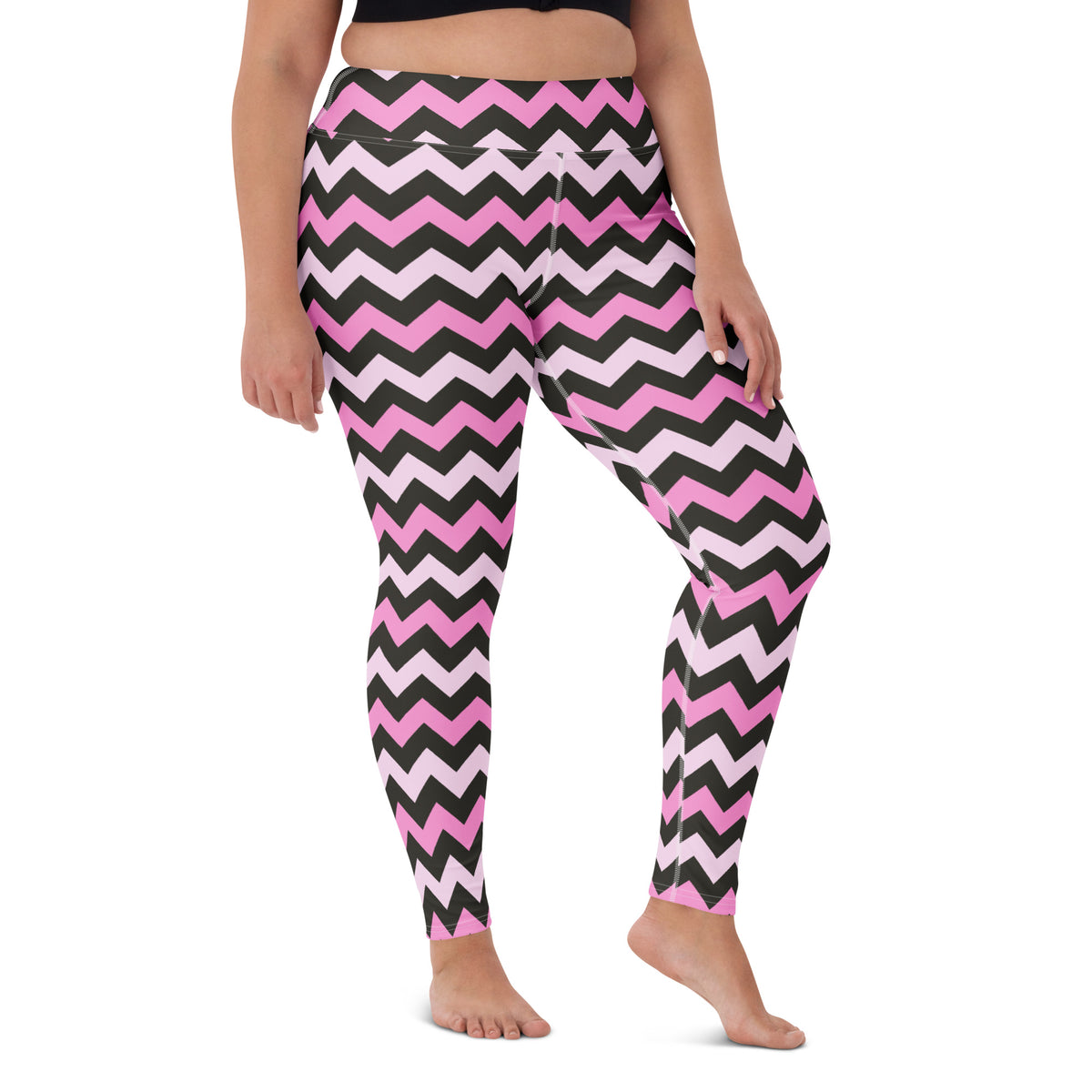Women's Pink & Gray Chevron Halloween Buttery Soft Yoga Leggings - Quick Drying, High Waisted Comfort