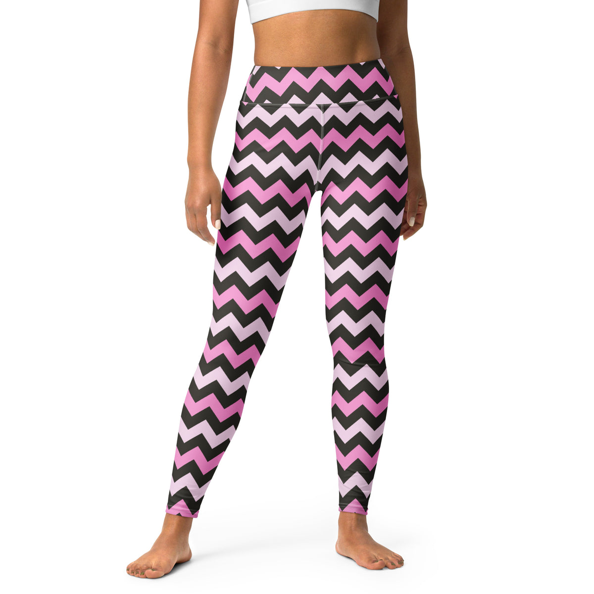 Women's Pink & Gray Chevron Halloween Buttery Soft Yoga Leggings - Quick Drying, High Waisted Comfort