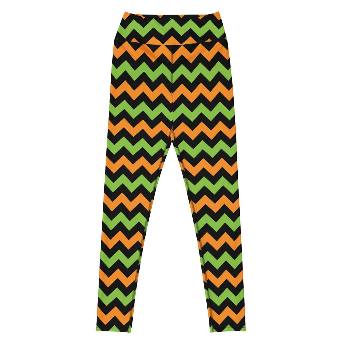 Women's Orange & Green Chevron Halloween Buttery Soft Yoga Leggings - Quick Drying, High Waisted Comfort