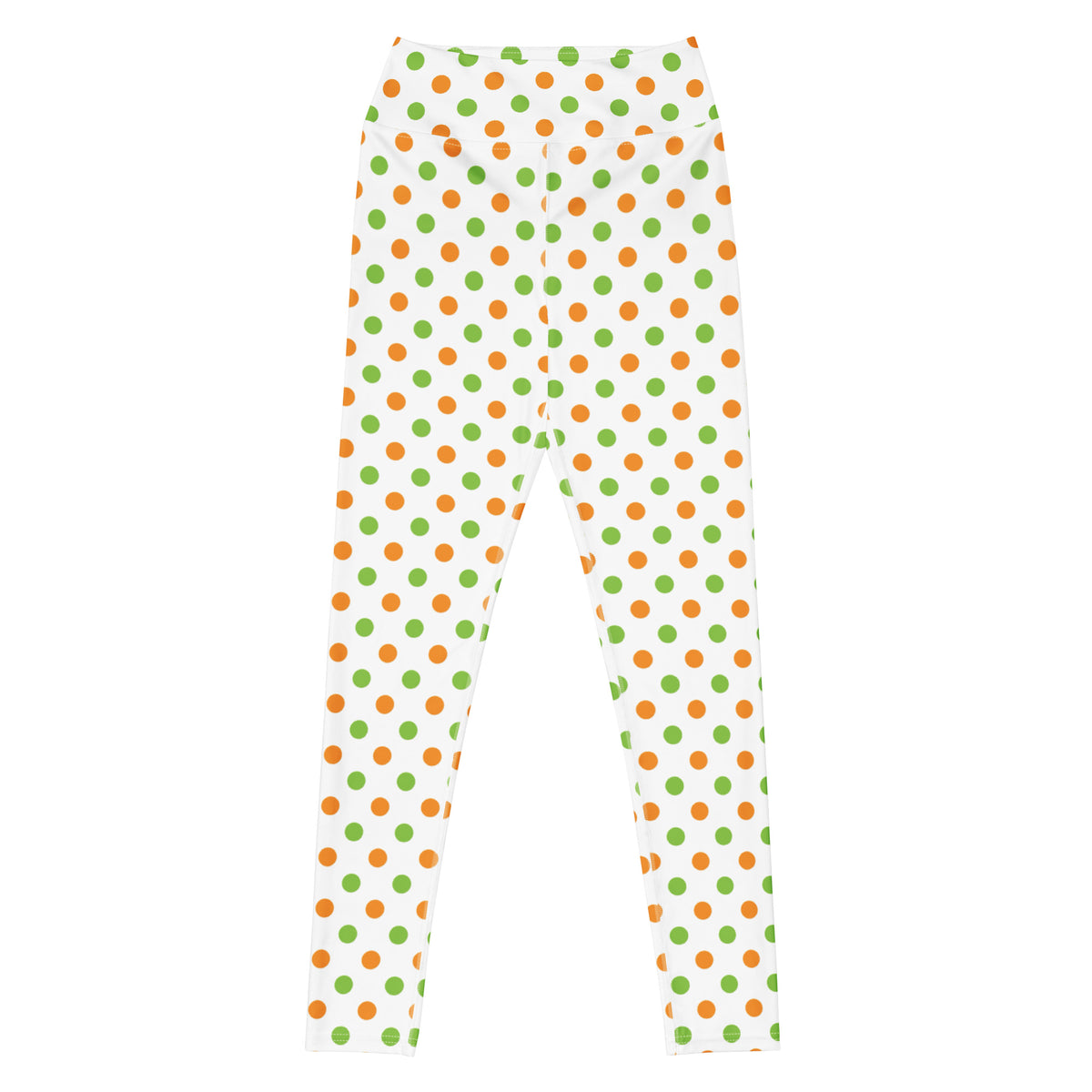 Women's Orange & Green Polka Dot Halloween Buttery Soft Yoga Leggings - Quick Drying, High Waisted Comfort