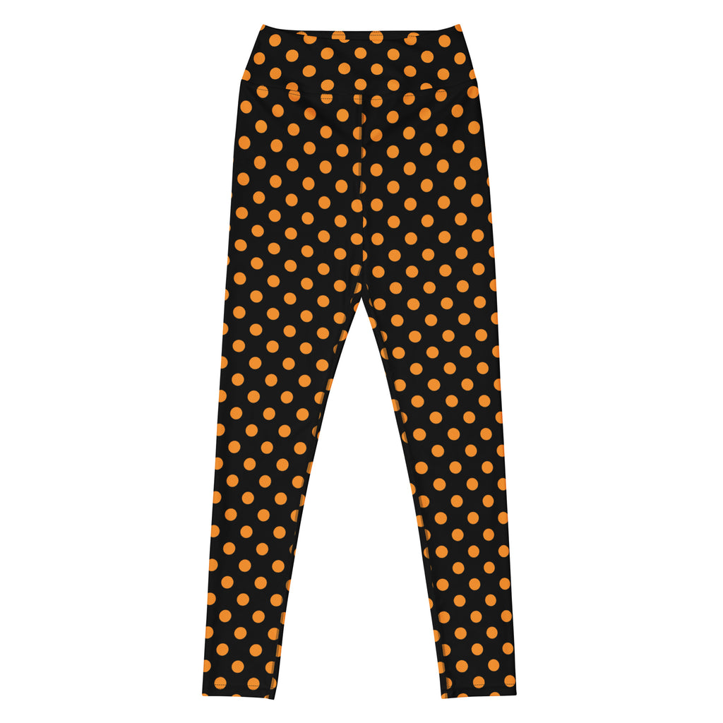 Women's Orange Polka Dot Halloween Buttery Soft Yoga Leggings - Quick Drying, High Waisted Comfort