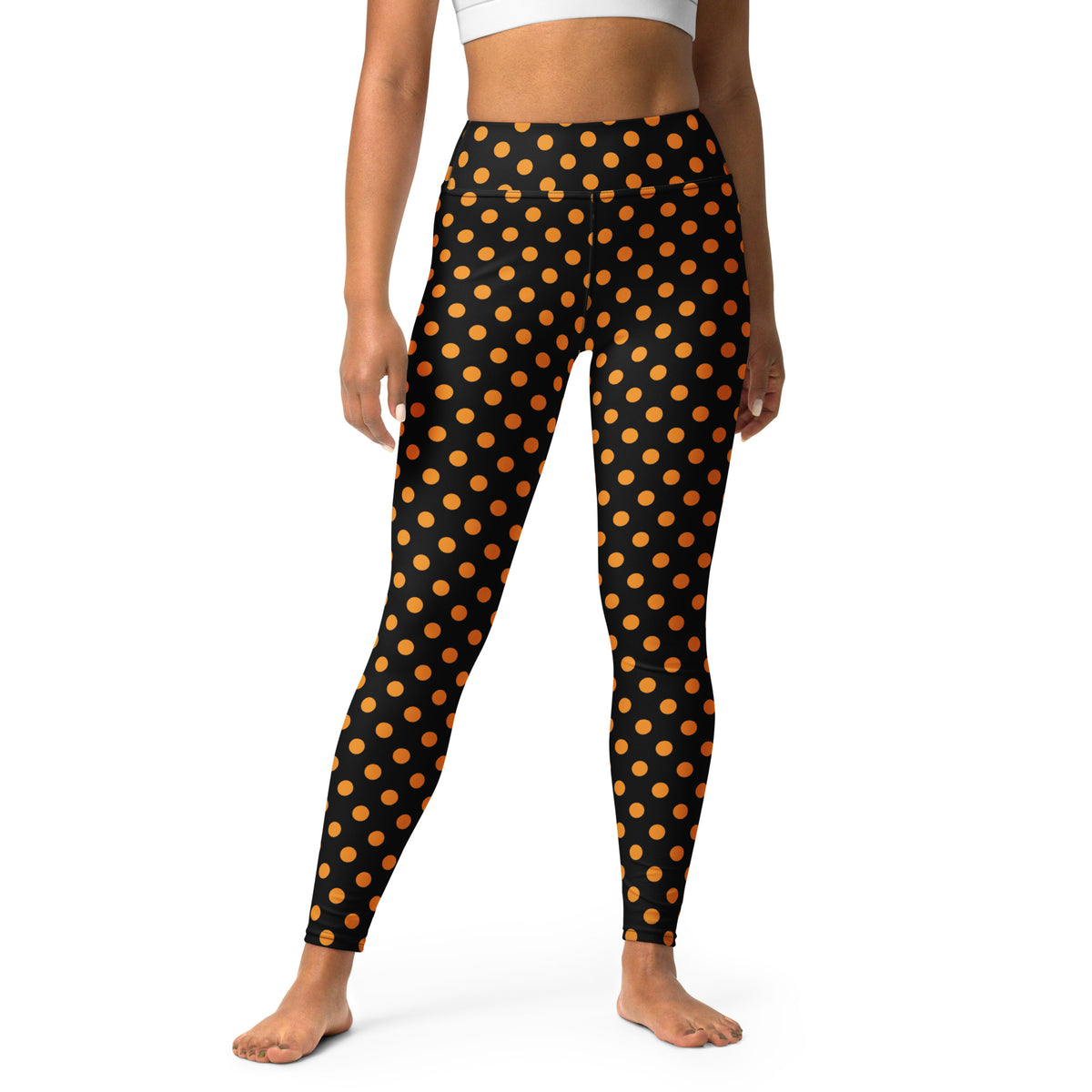Women's Orange Polka Dot Halloween Buttery Soft Yoga Leggings - Quick Drying, High Waisted Comfort