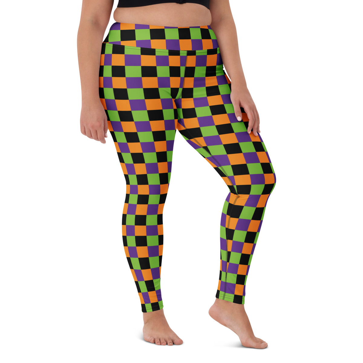 Women's Halloween Checkered Buttery Soft Yoga Leggings - Quick Drying, High Waisted Comfort