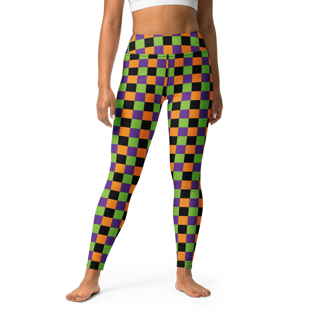 Women's Halloween Checkered Buttery Soft Yoga Leggings - Quick Drying, High Waisted Comfort