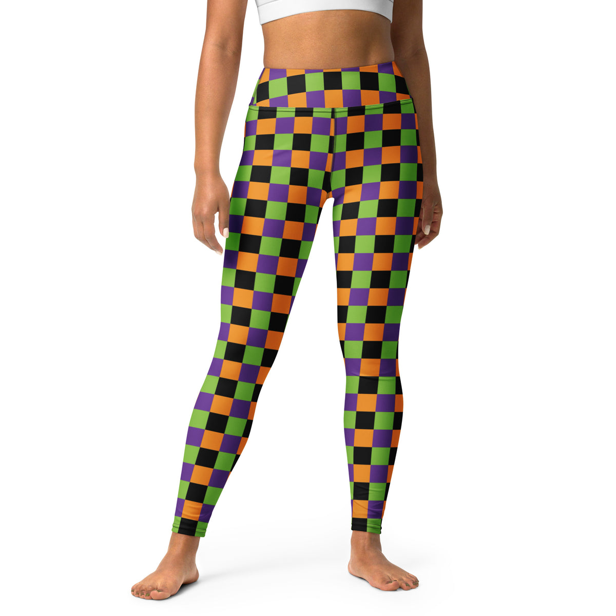 Women's Halloween Checkered Buttery Soft Yoga Leggings - Quick Drying, High Waisted Comfort
