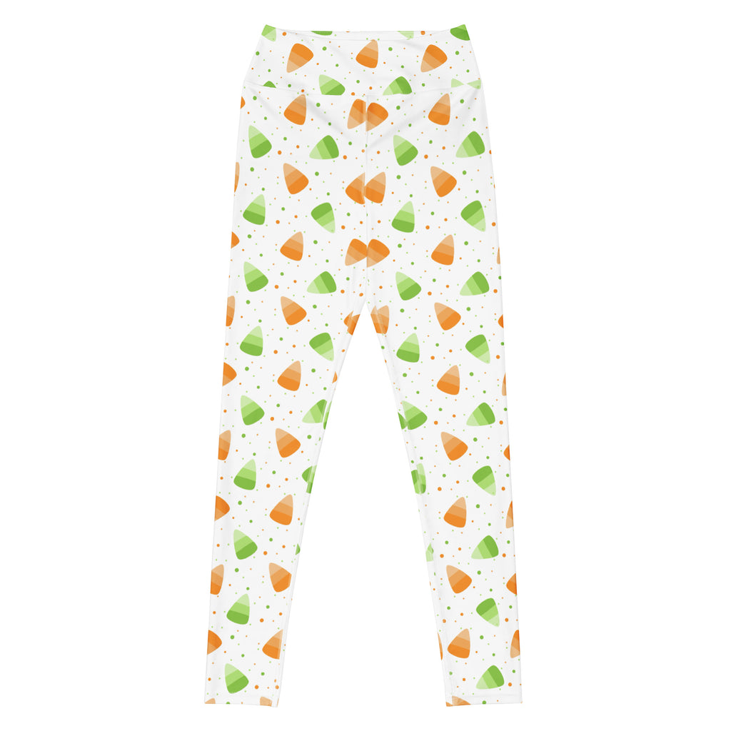 Women's Orange & Green Candy Corn Halloween Buttery Soft Yoga Leggings - Quick Drying, High Waisted Comfort