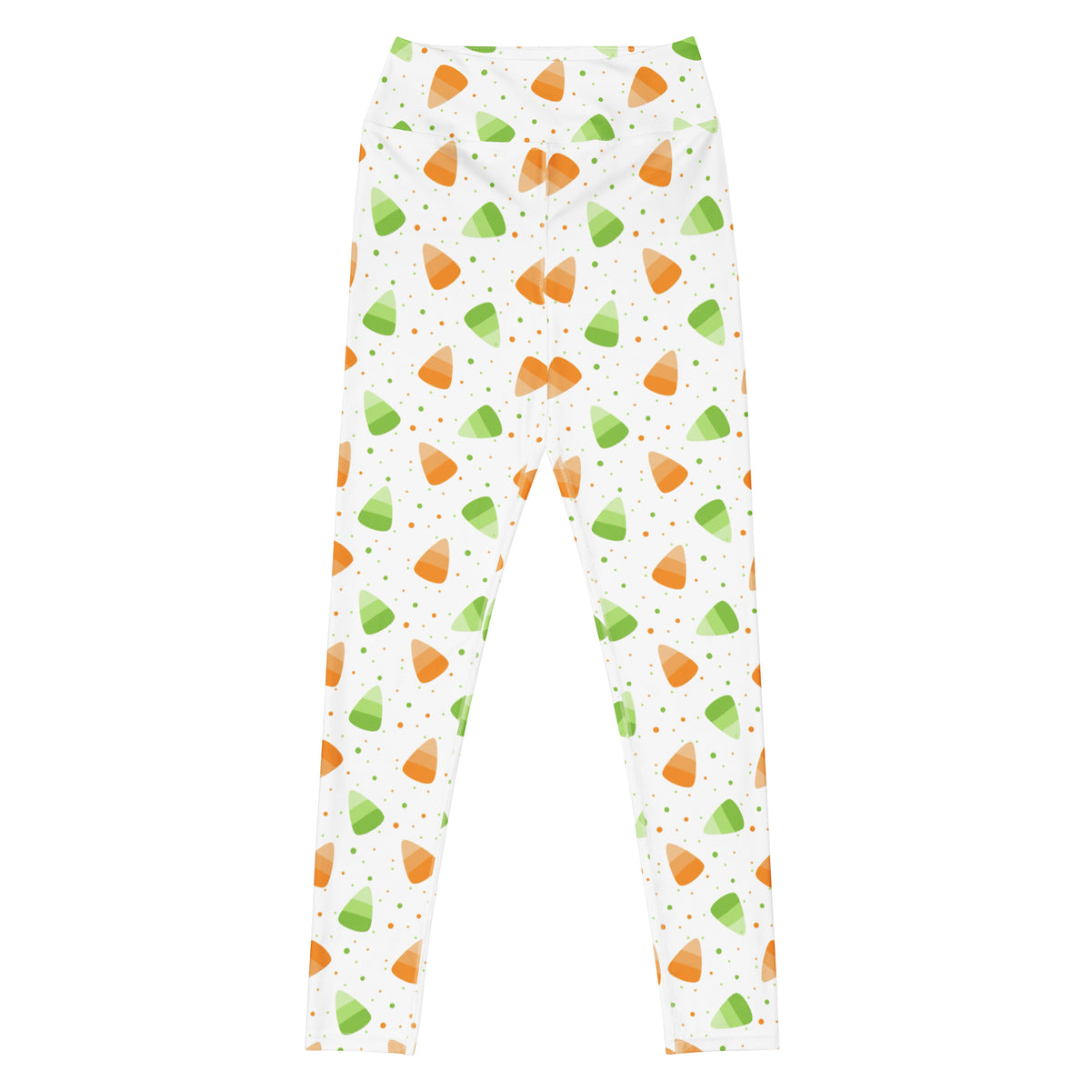 Women's Orange & Green Candy Corn Halloween Buttery Soft Yoga Leggings - Quick Drying, High Waisted Comfort