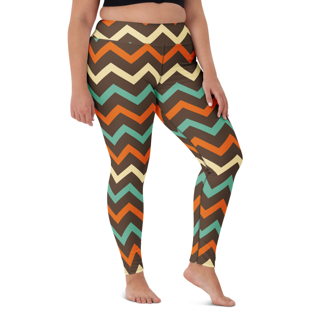 Women's Retro Chevron Buttery Soft Yoga Leggings - Quick Drying, High Waisted Comfort