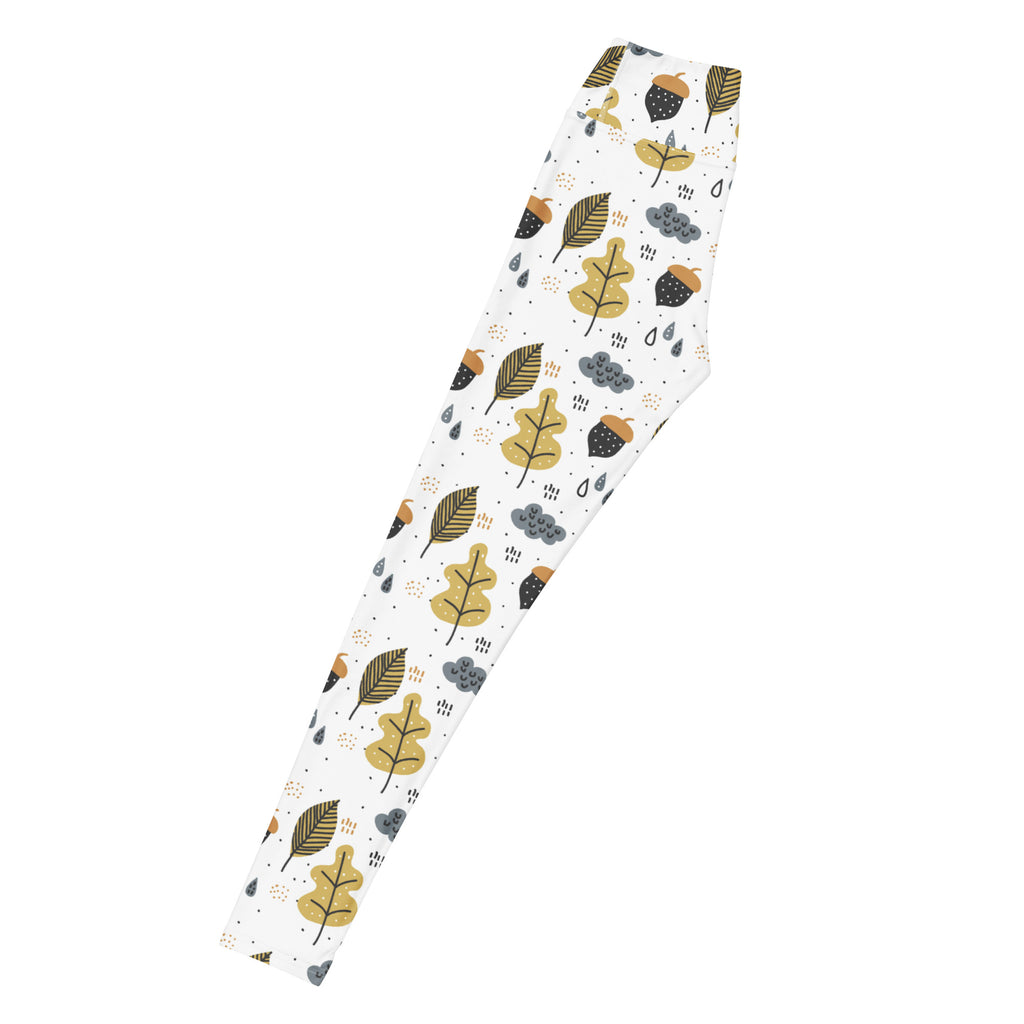Women's Fall Leaves & Acorn Buttery Soft Yoga Leggings - Quick Drying, High Waisted Comfort