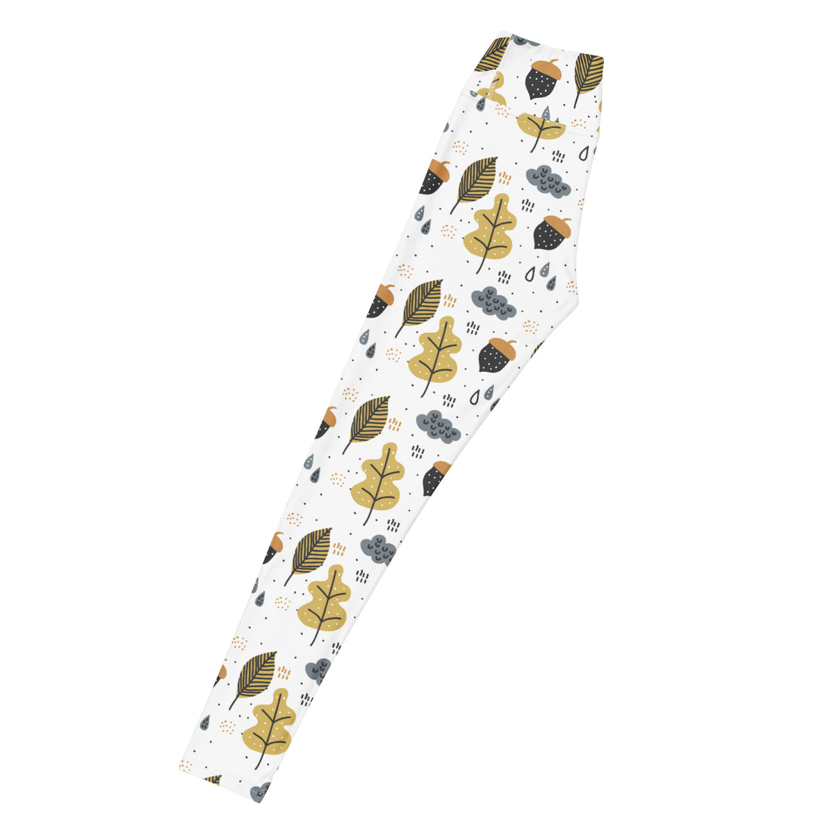 Women's Fall Leaves & Acorn Buttery Soft Yoga Leggings - Quick Drying, High Waisted Comfort
