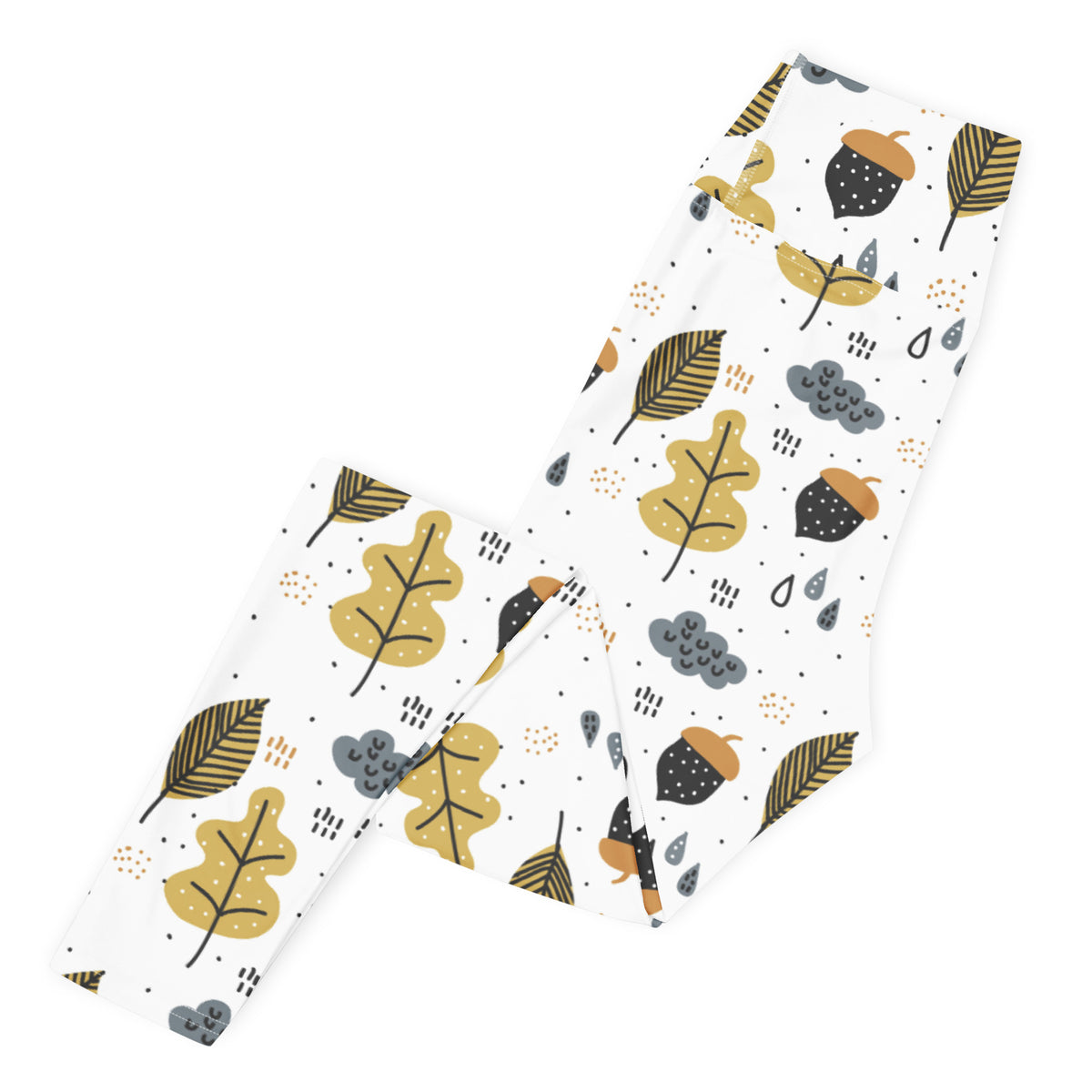 Women's Fall Leaves & Acorn Buttery Soft Yoga Leggings - Quick Drying, High Waisted Comfort