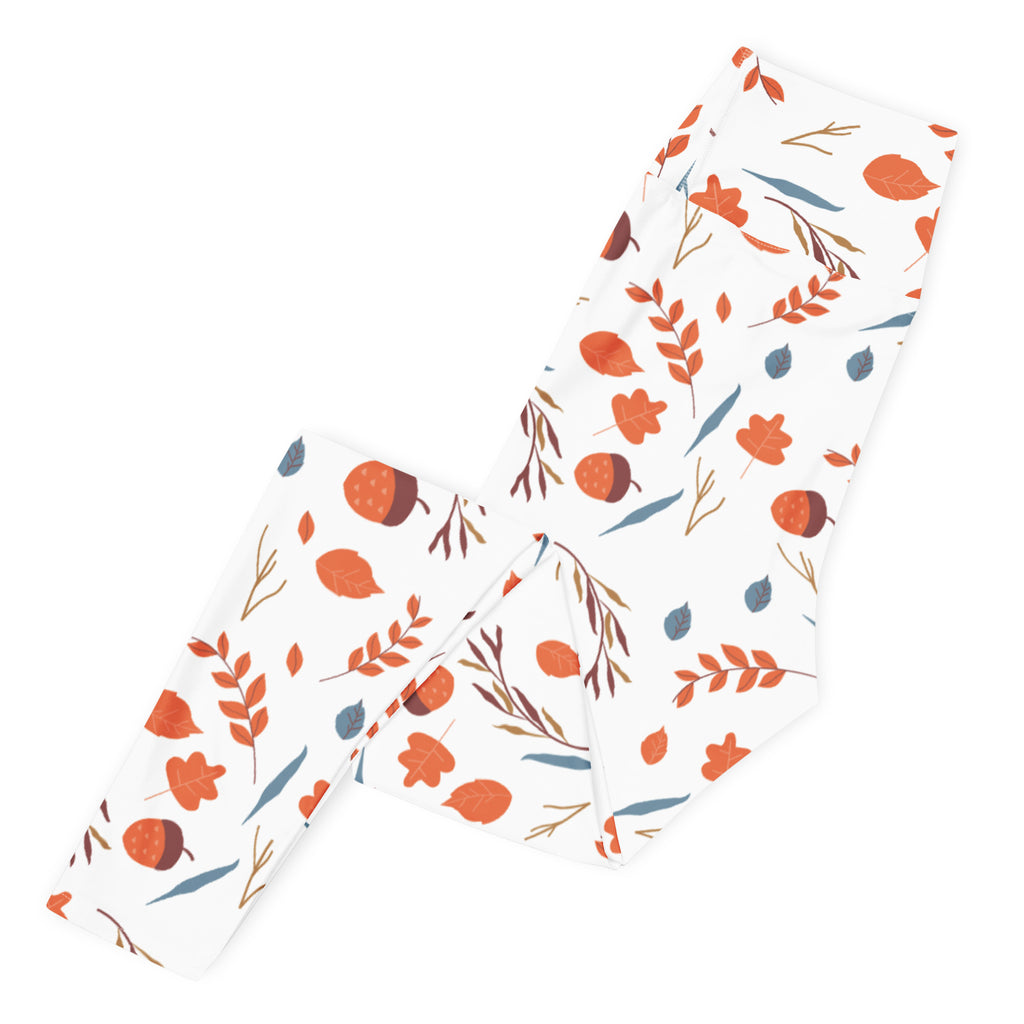 Women's Autumn Leaves & Acorn Buttery Soft Yoga Leggings - Quick Drying, High Waisted Comfort