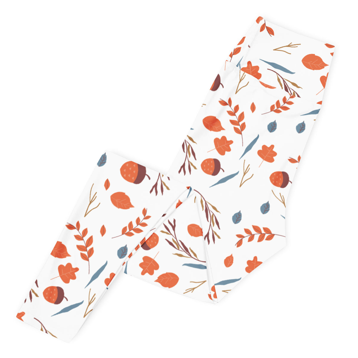 Women's Autumn Leaves & Acorn Buttery Soft Yoga Leggings - Quick Drying, High Waisted Comfort