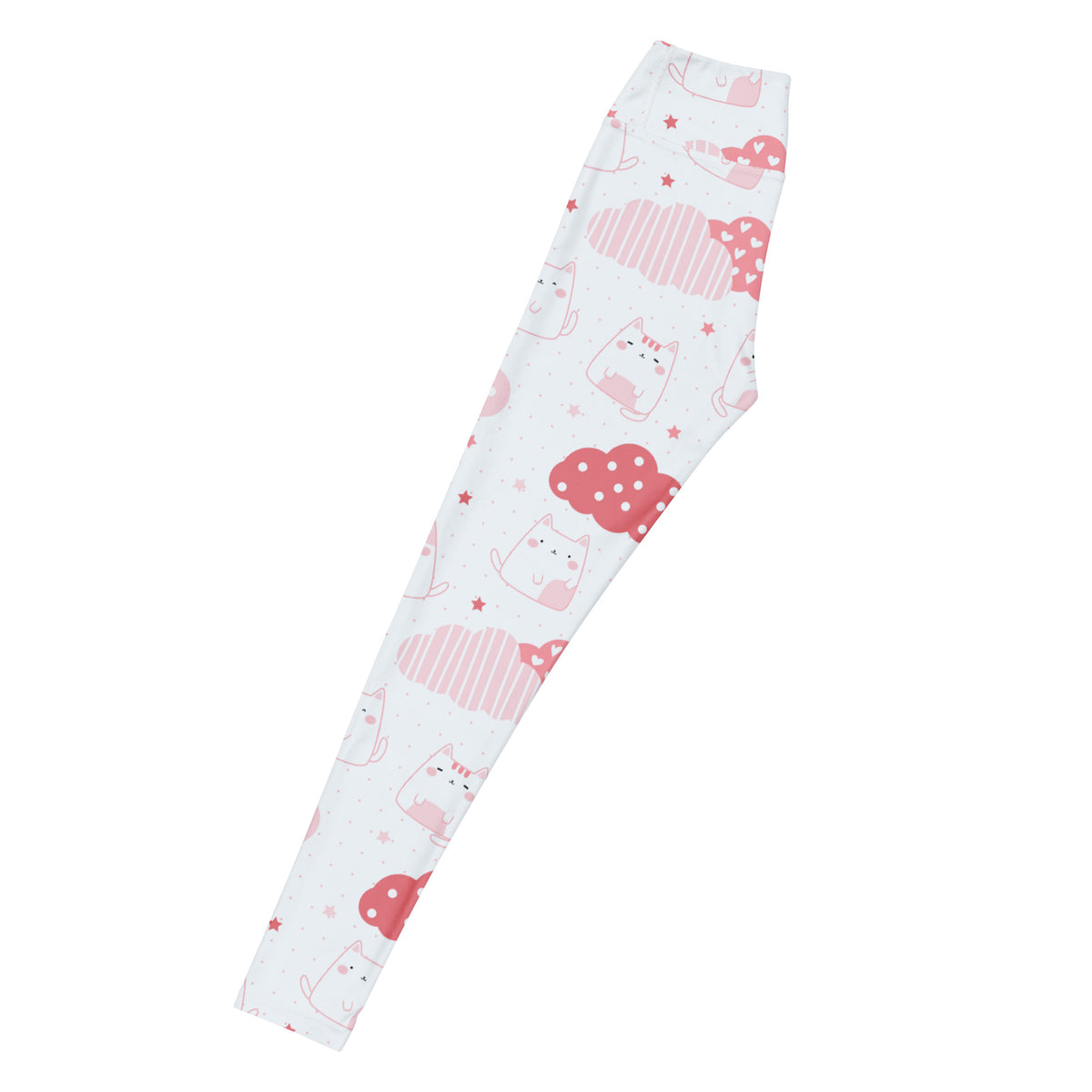 Women's Pink Cat Valentine Buttery Soft Yoga Leggings - Quick Drying, High Waisted Comfort