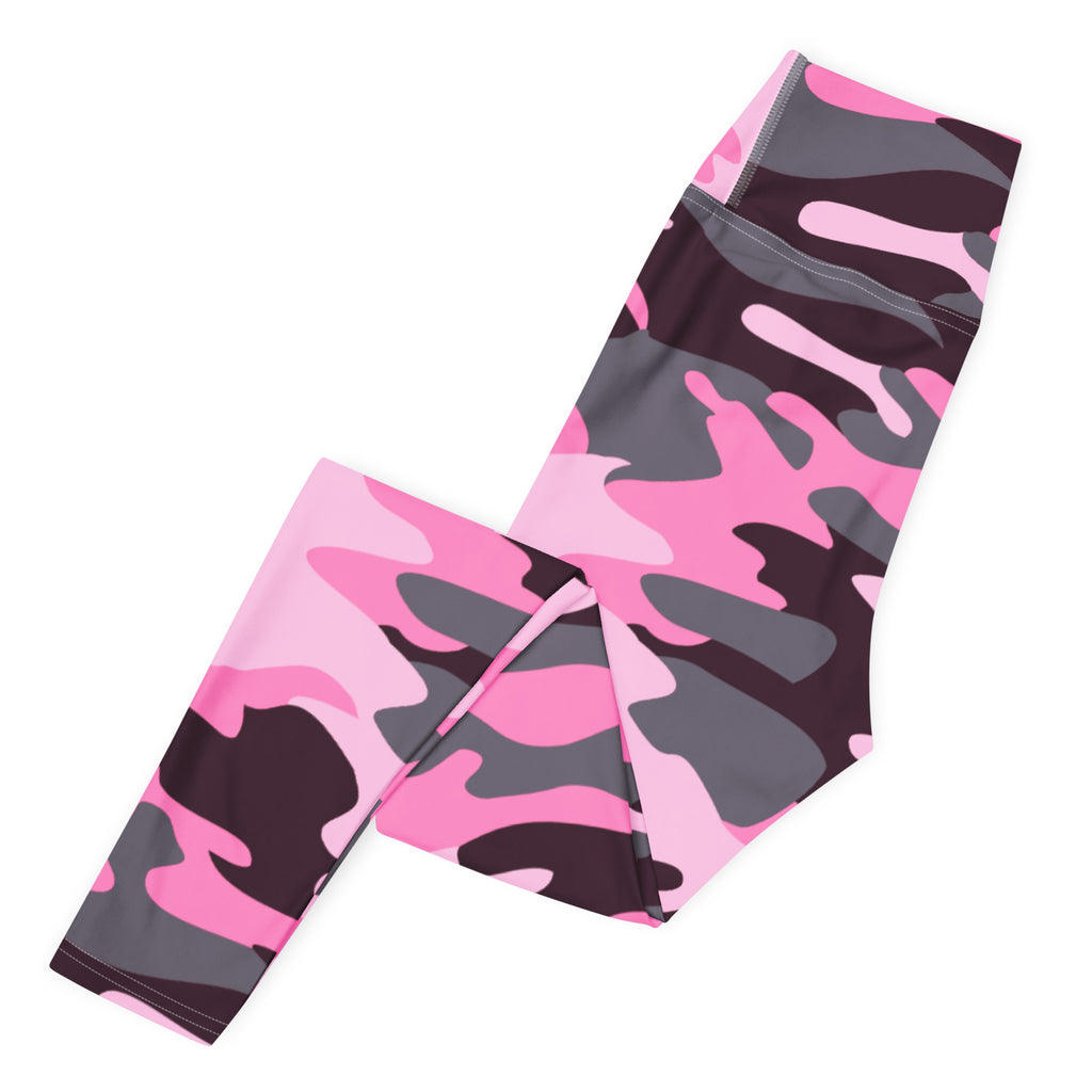 Women's Pink Camouflage Buttery Soft Yoga Leggings - Quick Drying, High Waisted Comfort