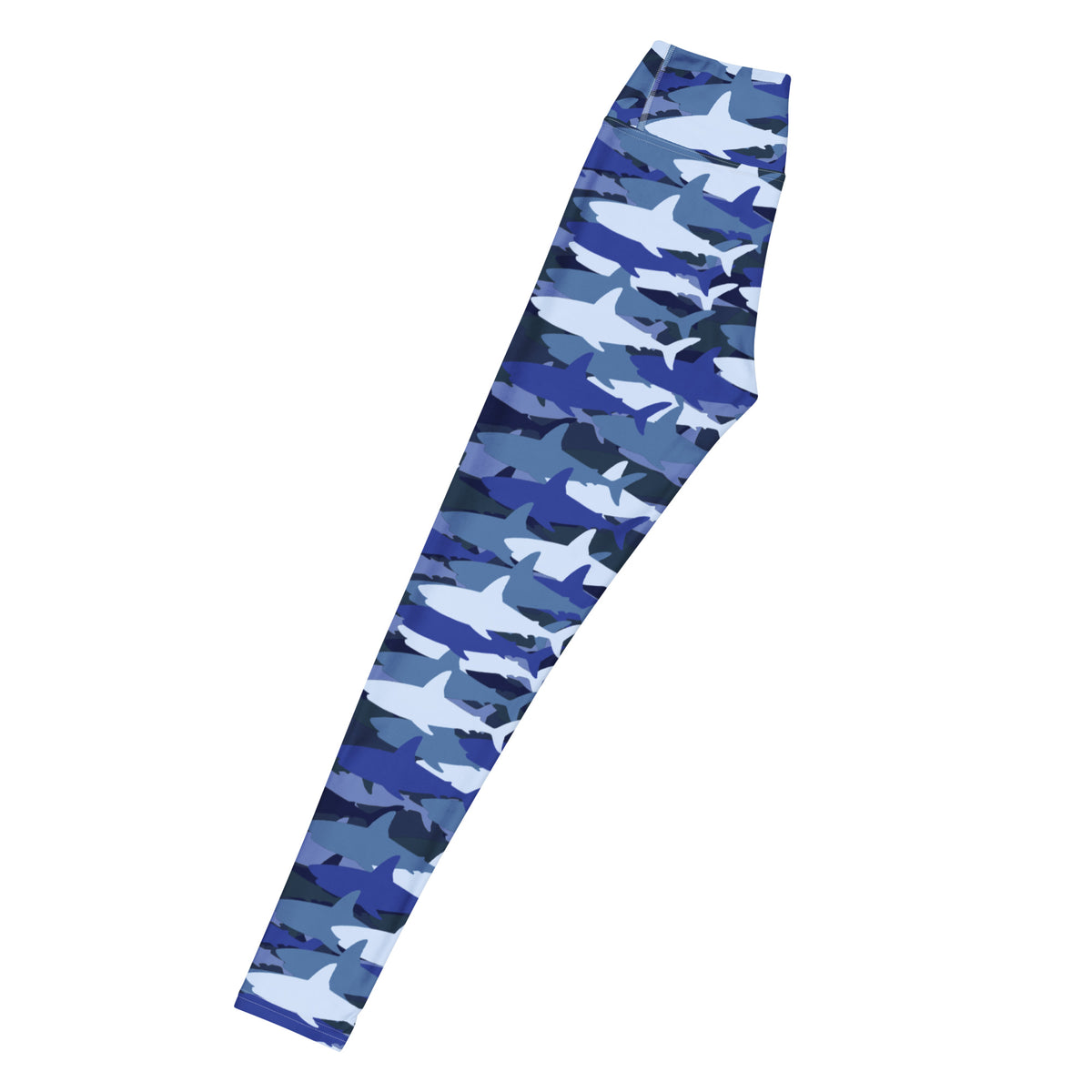 Women's Blue Shark Camouflage Buttery Soft Yoga Leggings - Quick Drying, High Waisted Comfort