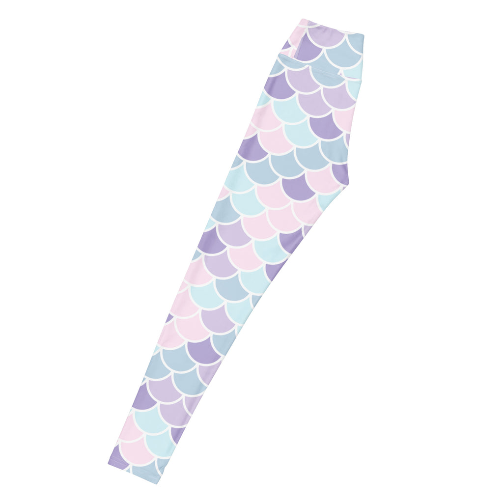 Women's Pastel Mermaid Scales Buttery Soft Yoga Leggings - Quick Drying, High Waisted Comfort