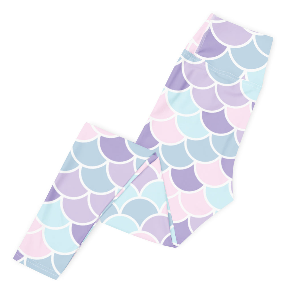 Women's Pastel Mermaid Scales Buttery Soft Yoga Leggings - Quick Drying, High Waisted Comfort